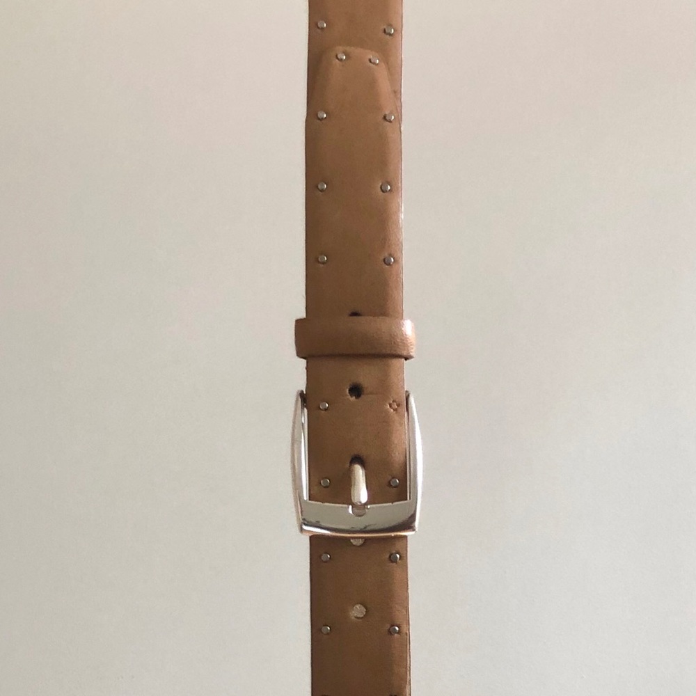 Studded tan leather belt